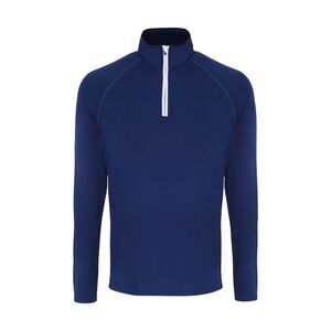 TriDri Mens Long Sleeve Performance Quarter Zip Top / Navy/White